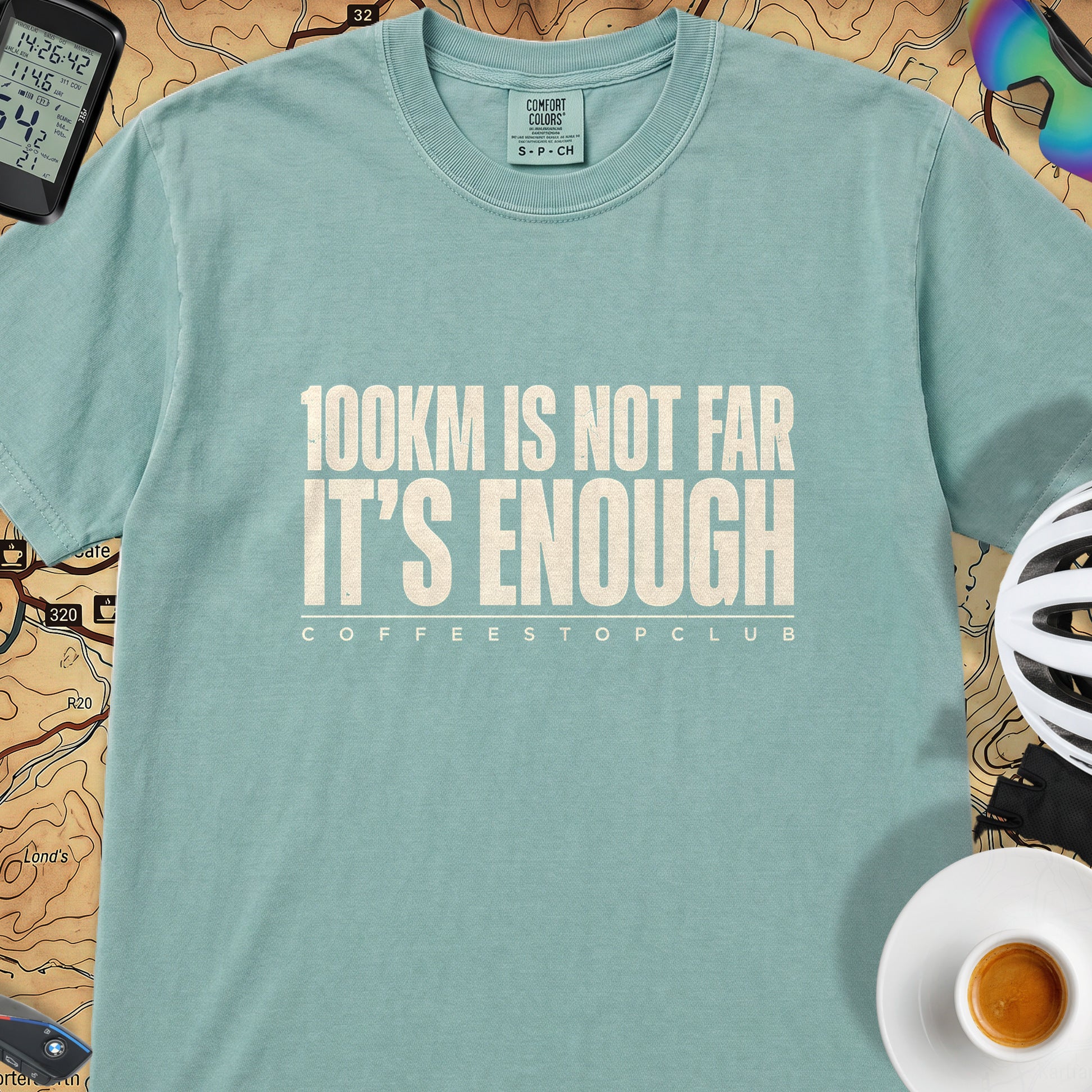 100Km is Not Far T‑Shirt — Seafoam