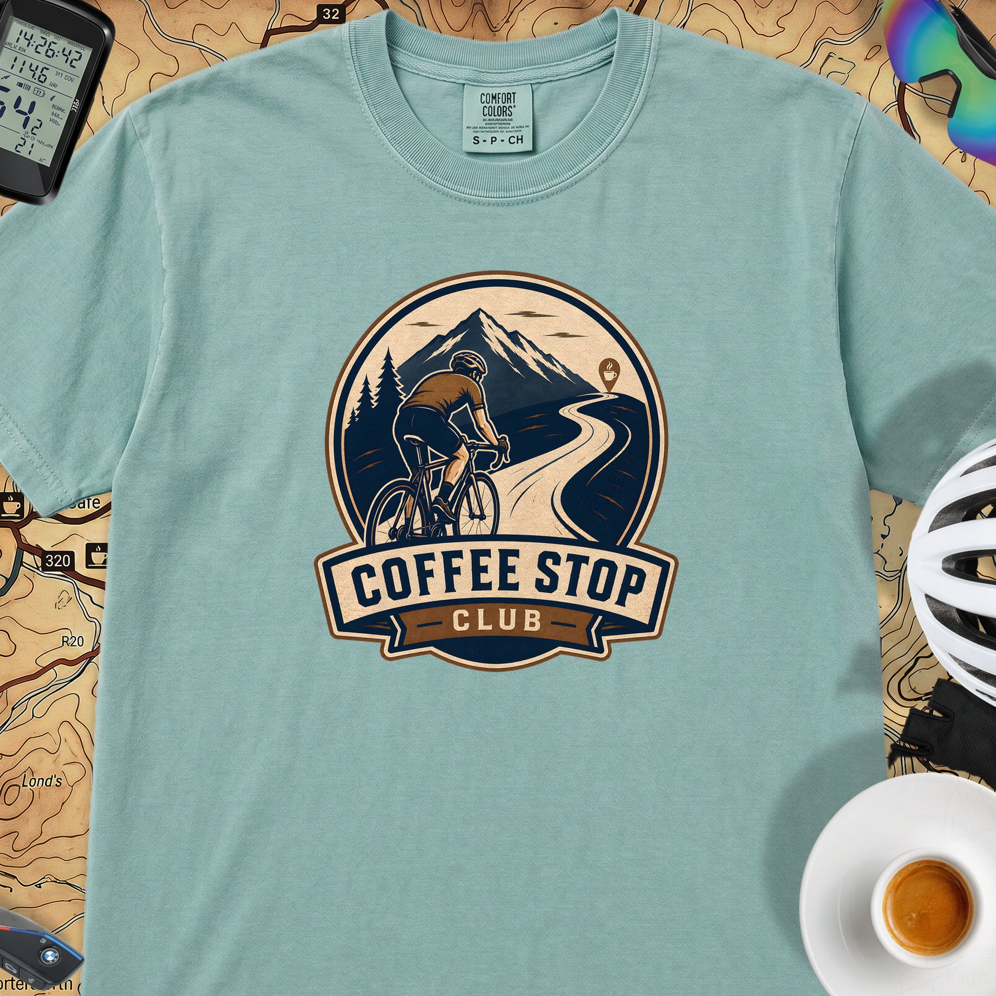 Coffee Stop Club Riders T-Shirt — Seafoam