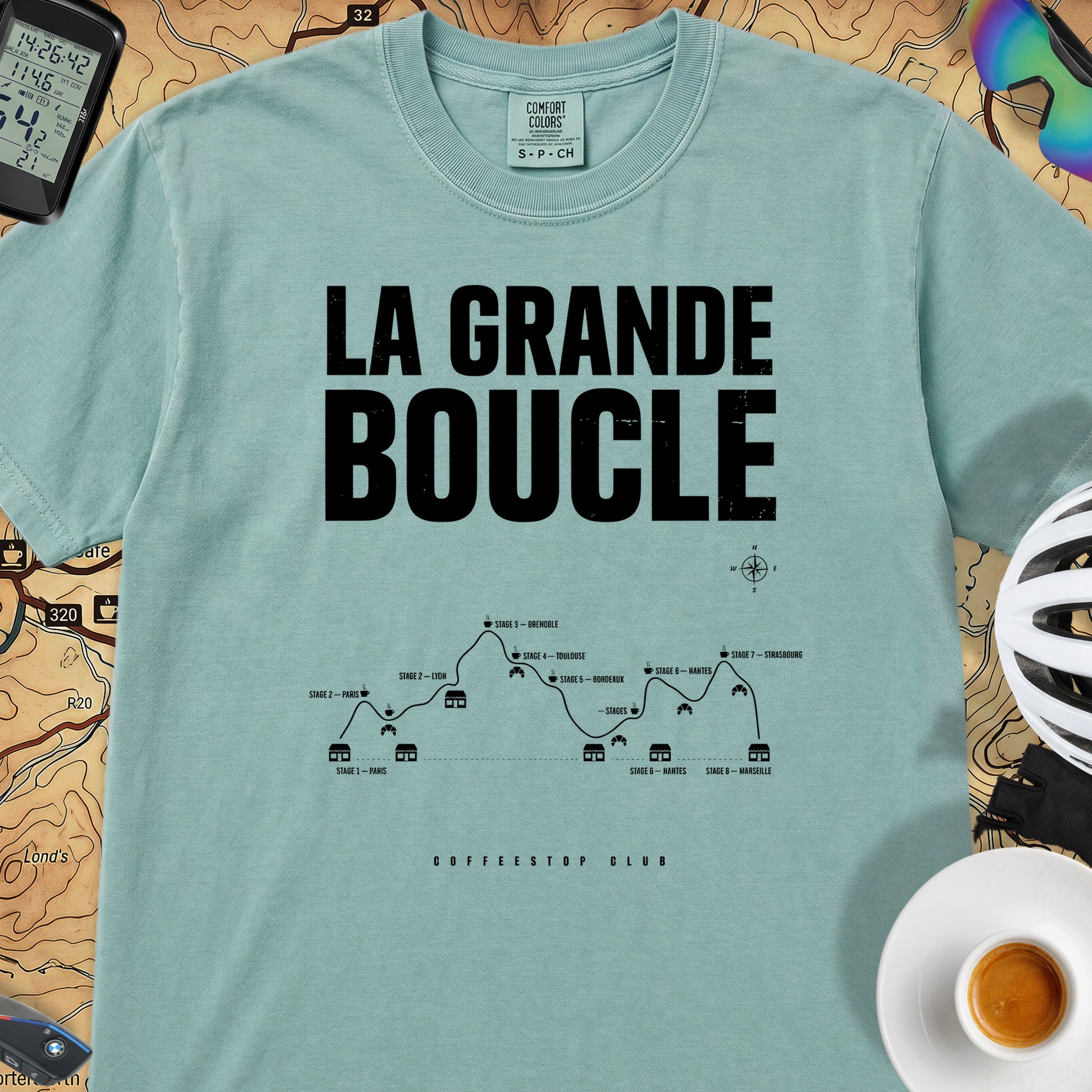 Grande Boucle TdF Cycling T-Shirt — Seafoam