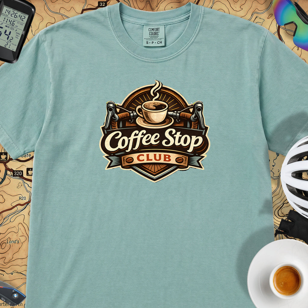 Vintage Coffee Stop Club T‑Shirt — Seafoam