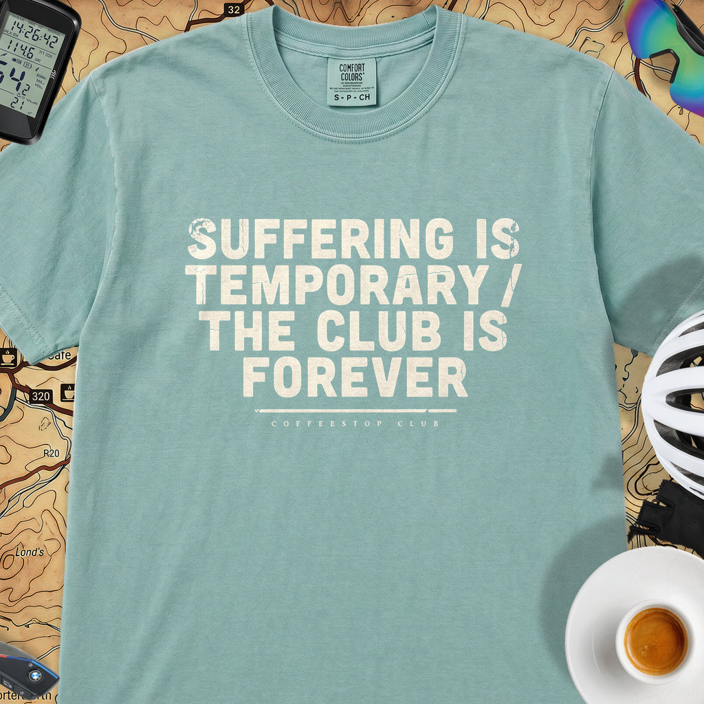 Suffering is Temporary Cycling T‑Shirt — Seafoam