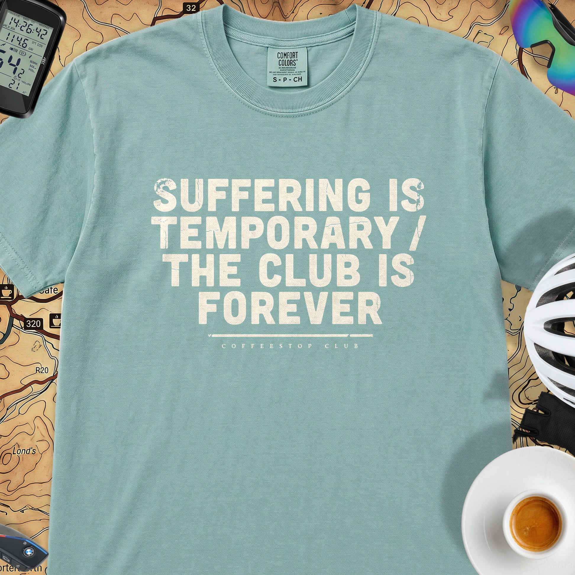 Suffering is Temporary Cycling T‑Shirt — Seafoam