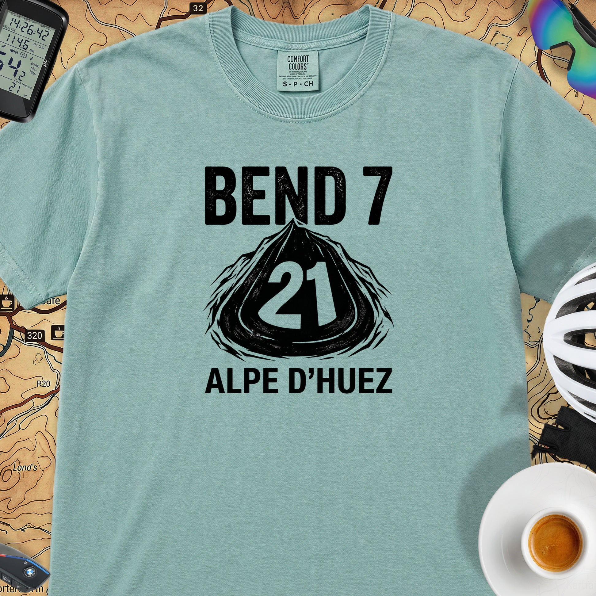 Bend 7 Alpe d'Huez Cyclist T-Shirt — Seafoam