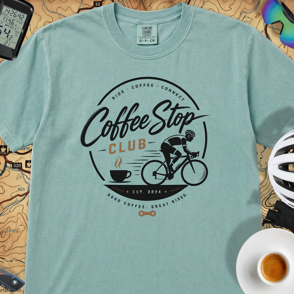 Good Coffee Stop Club T‑Shirt — Seafoam