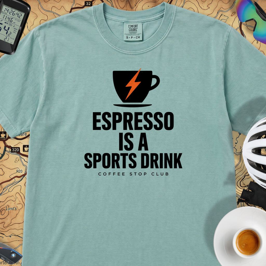 Espresso Is A Sports Drink Cycling T-Shirt — Seafoam