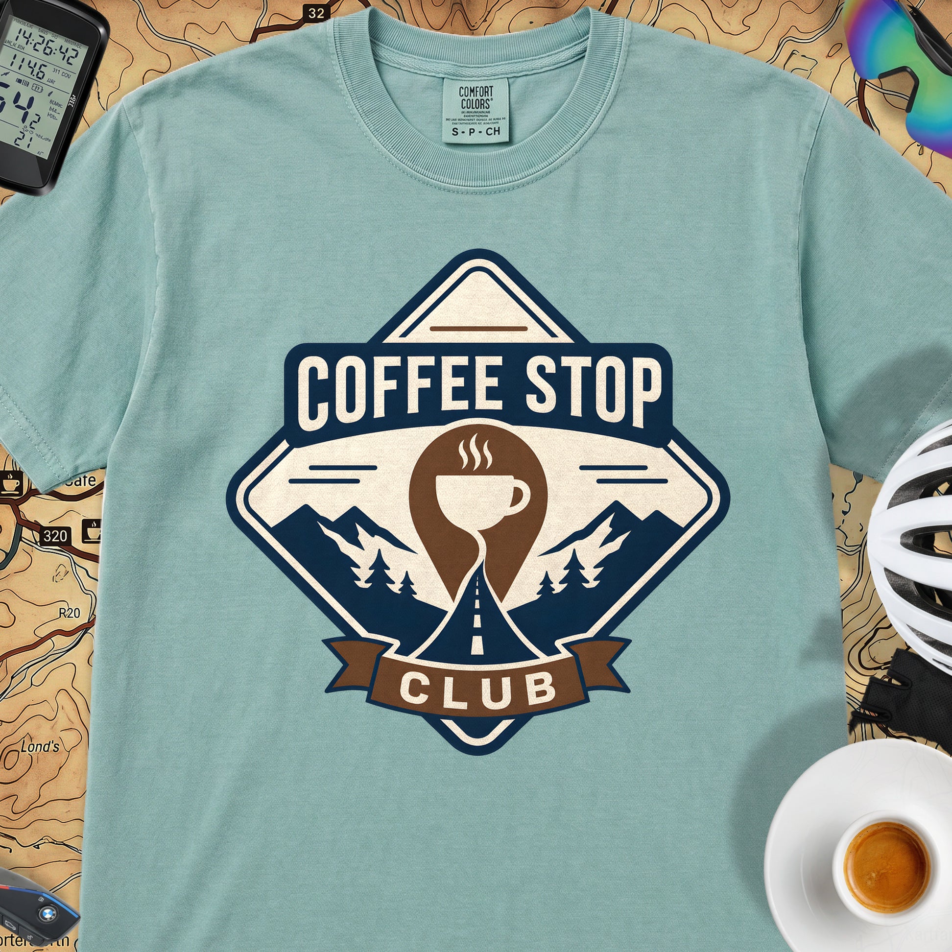 The Coffee Stop Club T‑Shirt — Seafoam
