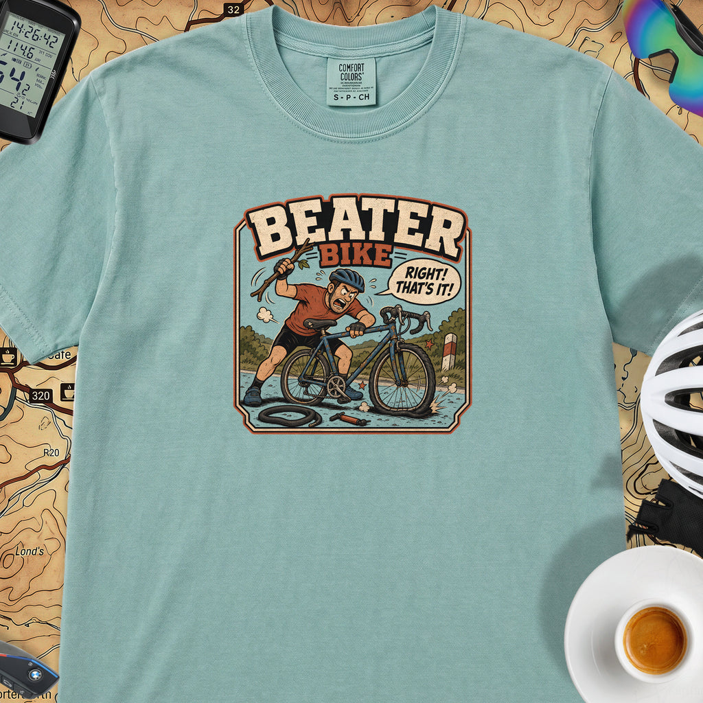 Beater Bike Comic T‑Shirt — Seafoam