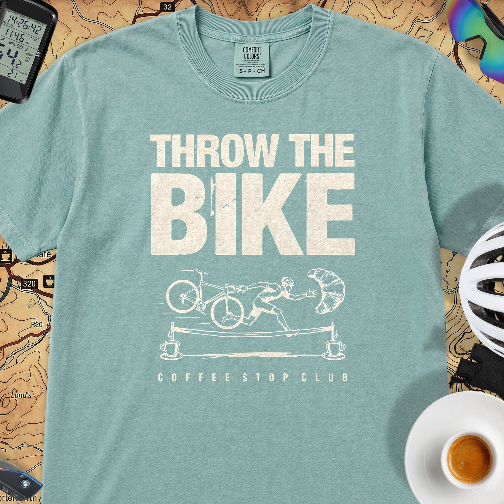 Throw The Bike Cycling T-Shirt — Seafoam