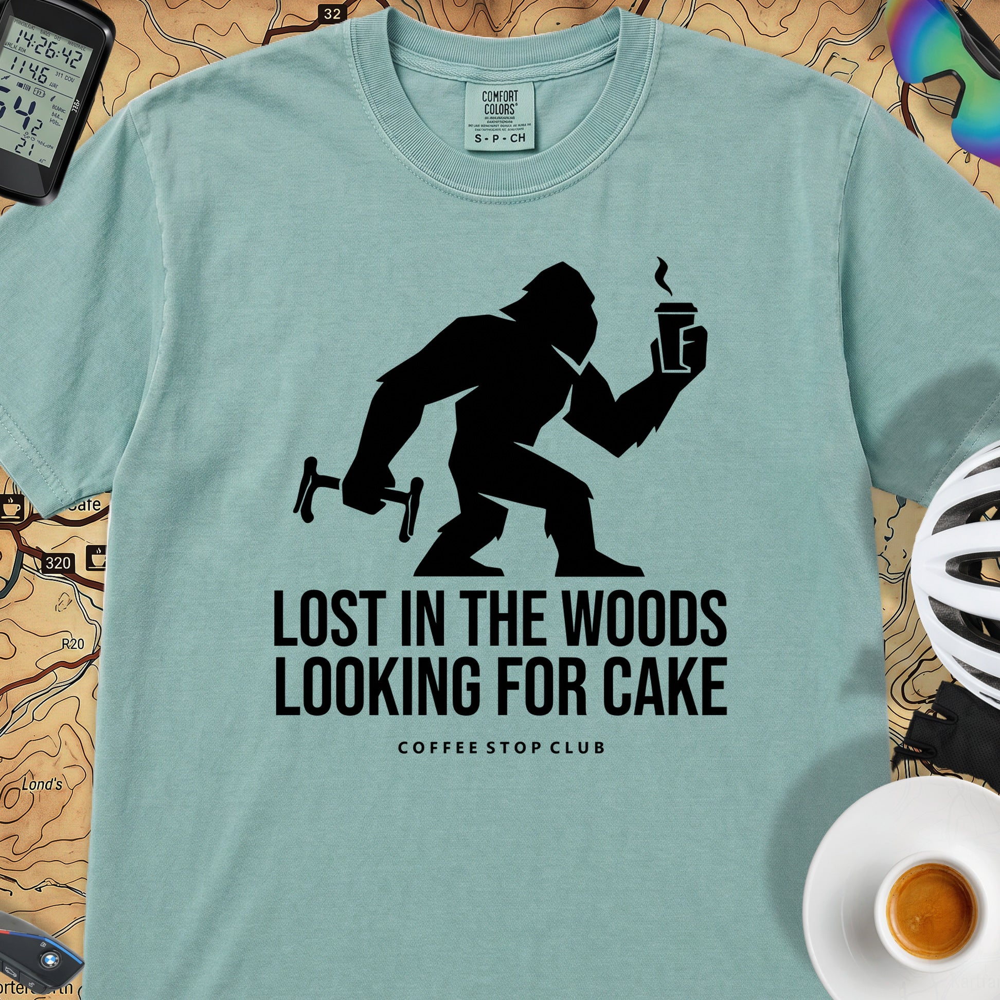 Lost in the Woods Bigfoot T‑Shirt — Seafoam