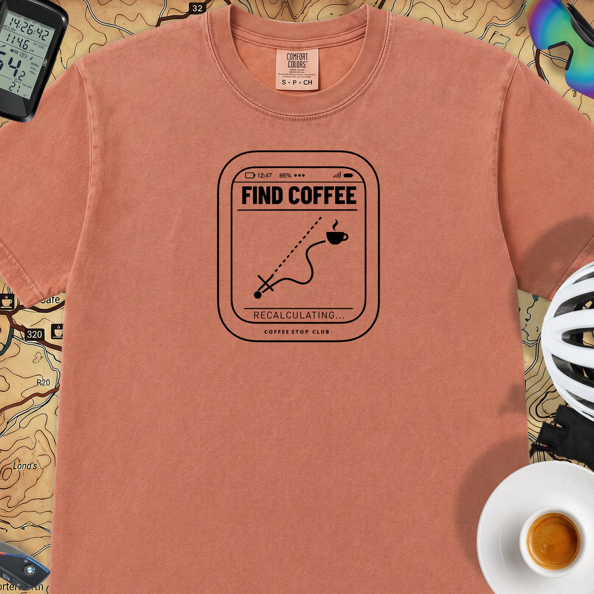 Recalculating For Coffee T-Shirt — Terracotta