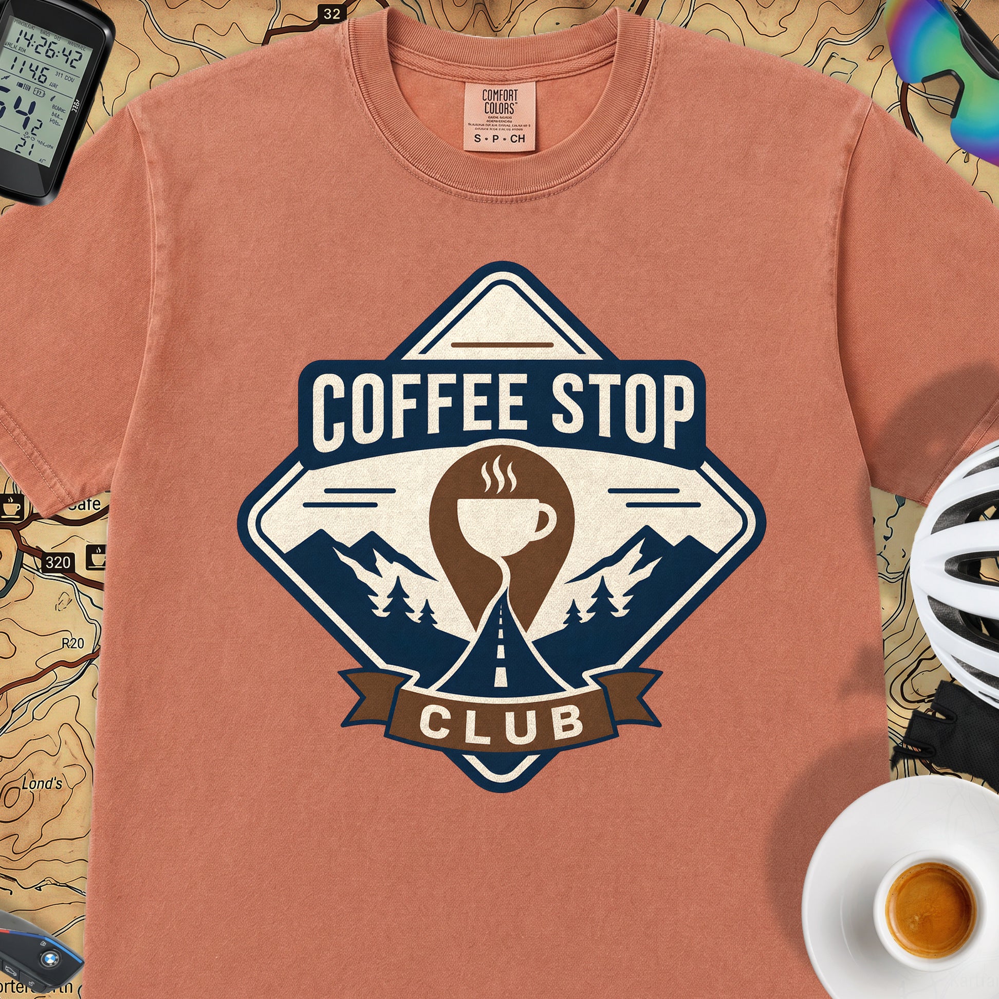 The Coffee Stop Club T‑Shirt — Terracotta
