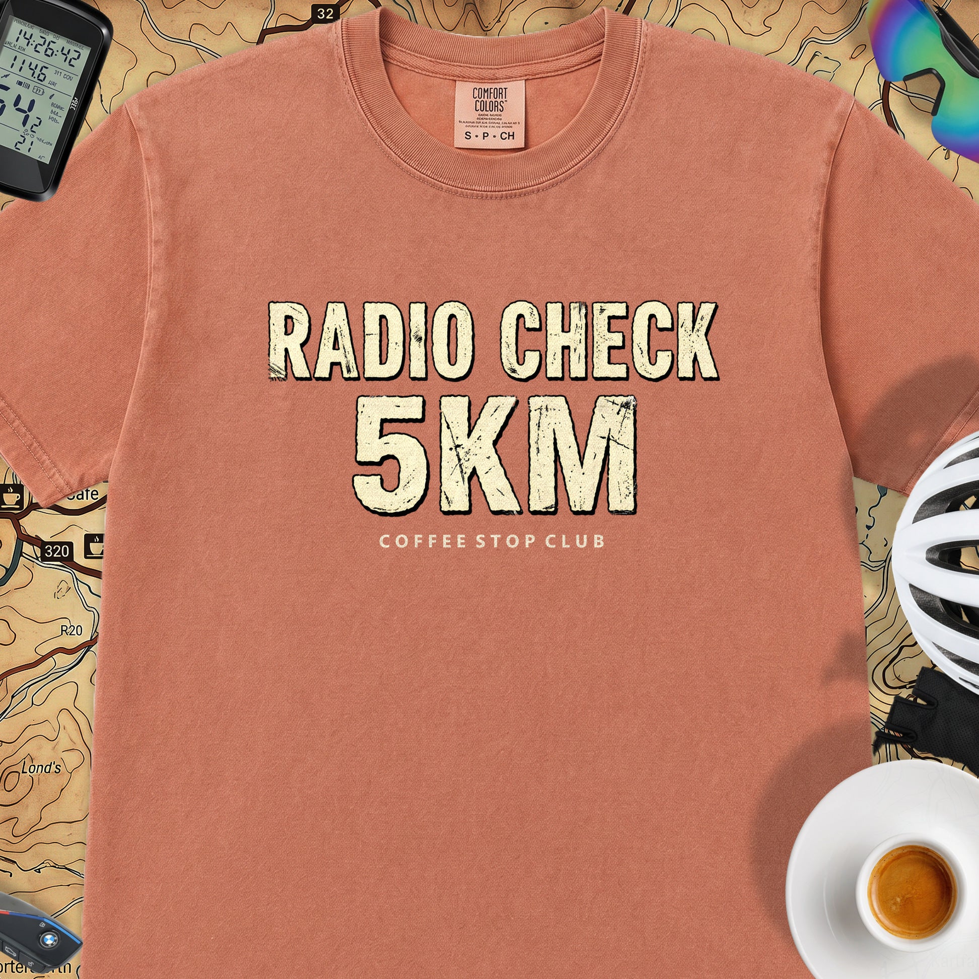Radio Check 5Km Tour T‑Shirt — Terracotta