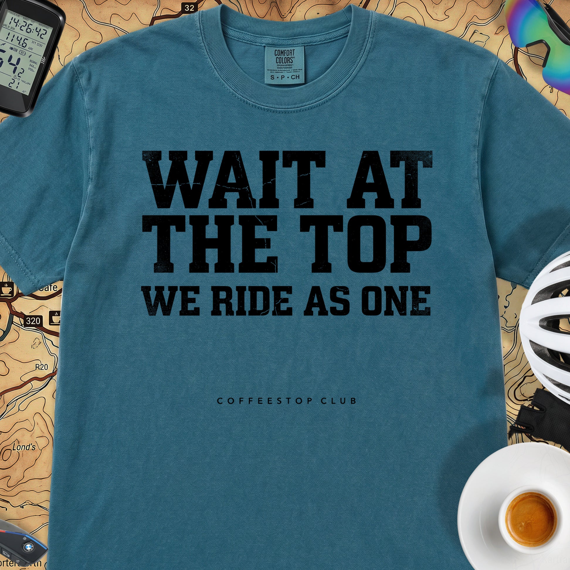 Wait at the Top T‑Shirt — Topaz Blue