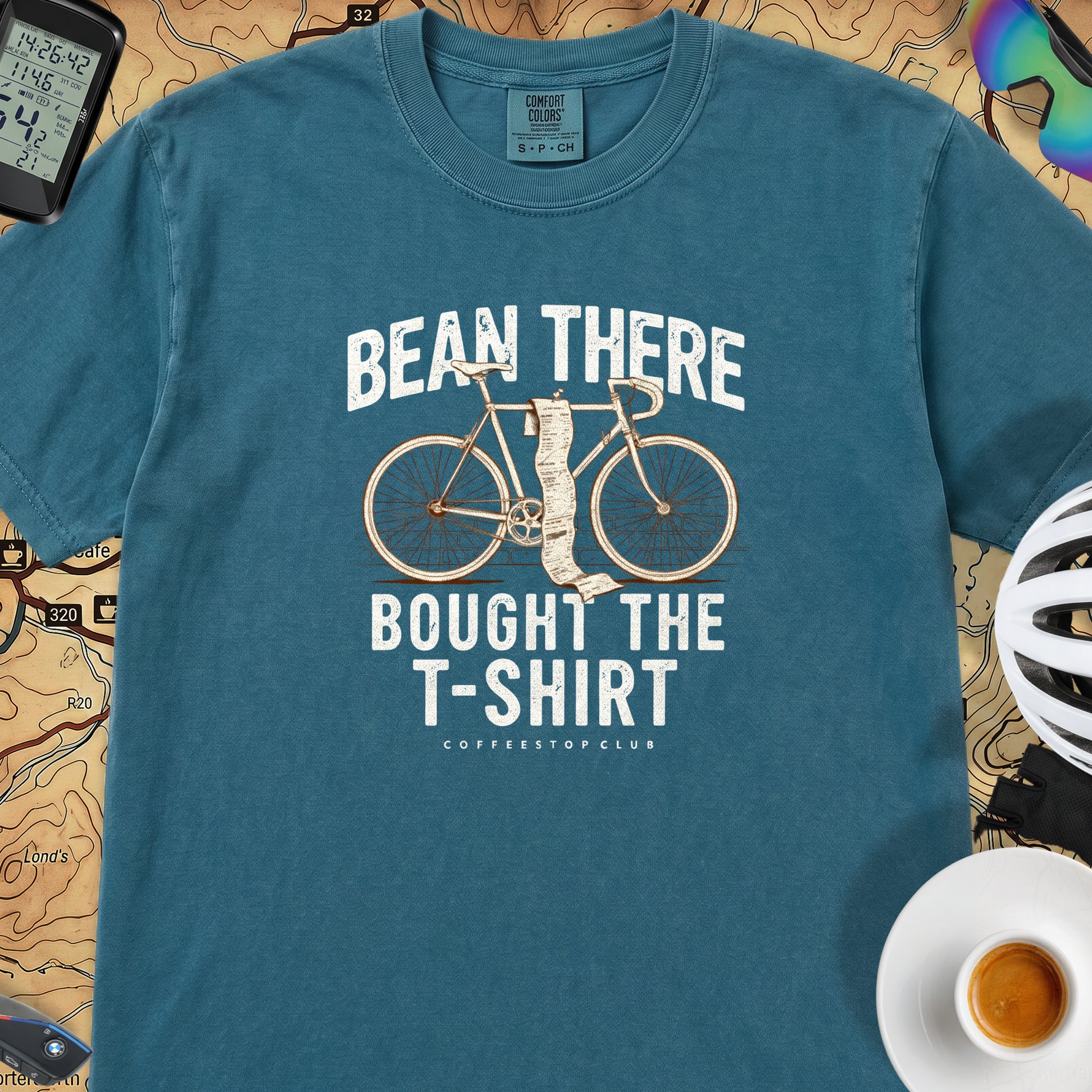 Bean There Cycling T-Shirt — Topaz Blue
