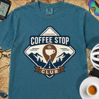 The Coffee Stop Club T‑Shirt — Topaz Blue