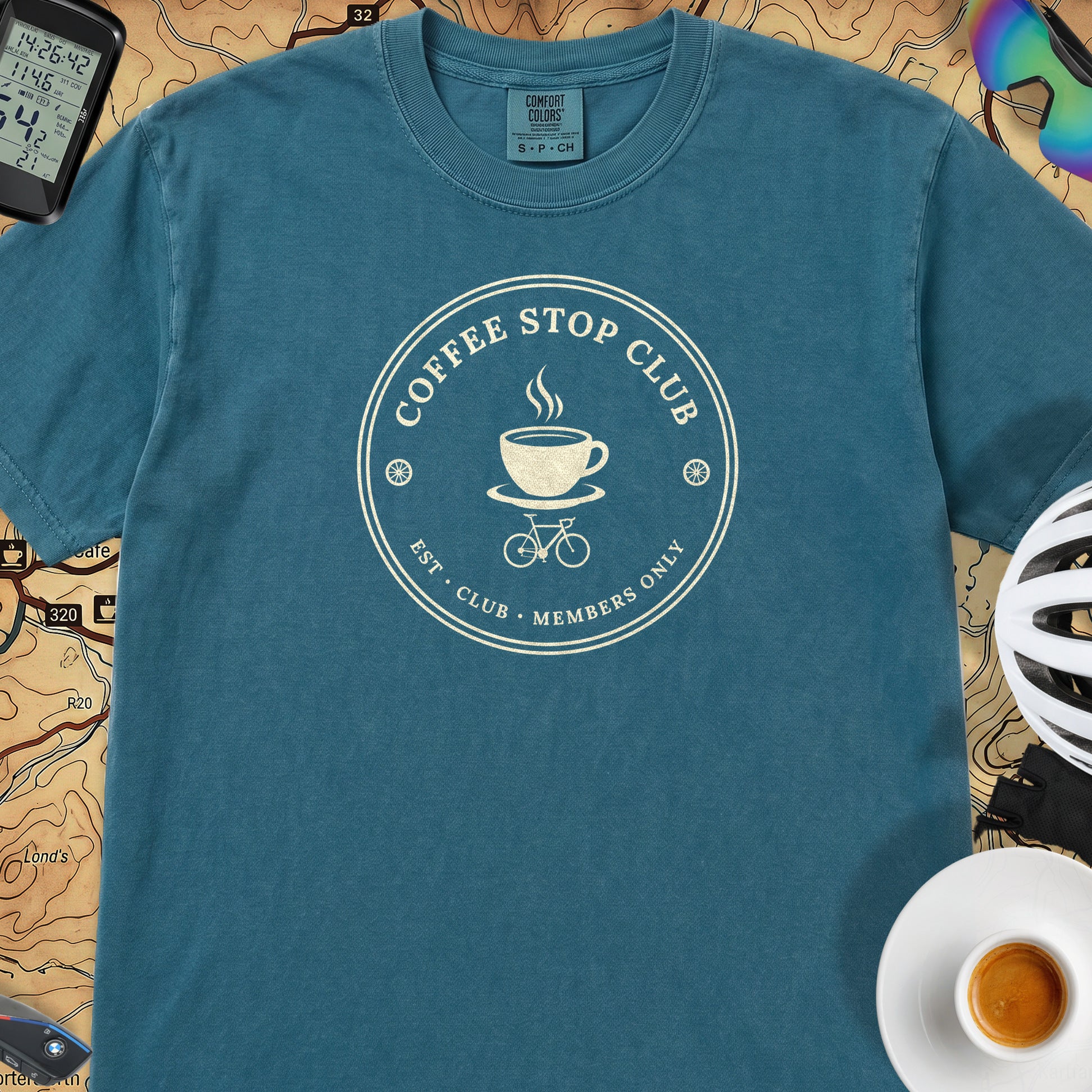 Coffee Stop Club Members Only T-Shirt — Topaz Blue