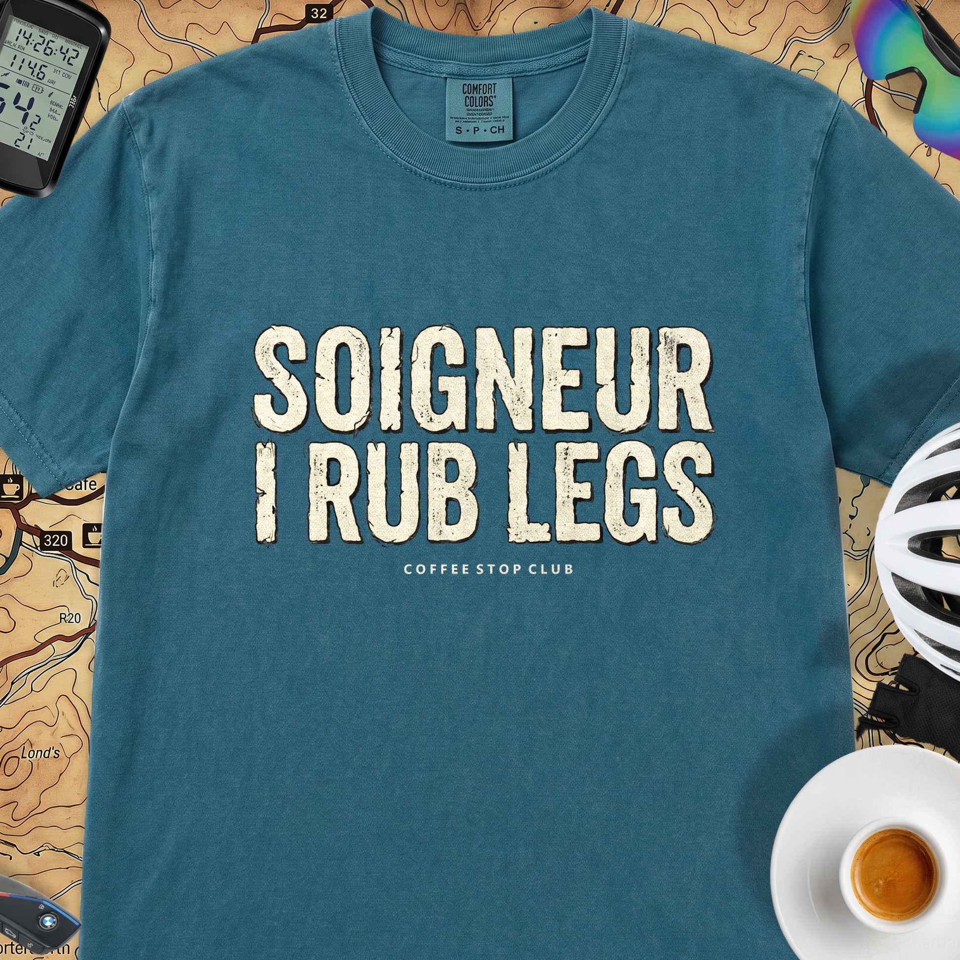 Soigneur Leg Rub Tour T‑Shirt — Topaz Blue