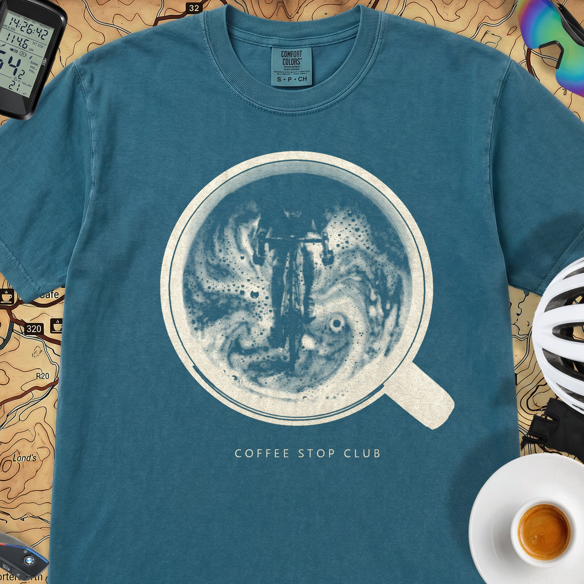 Crema de la Crema Cycling T-Shirt — Topaz Blue