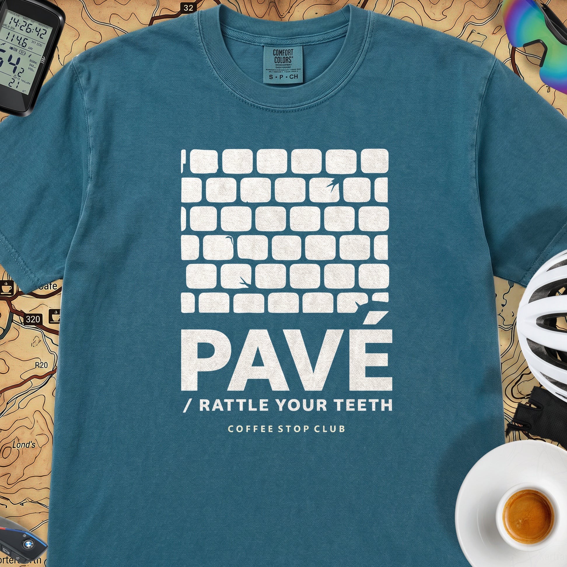 Pavé Tour T‑Shirt — Topaz Blue