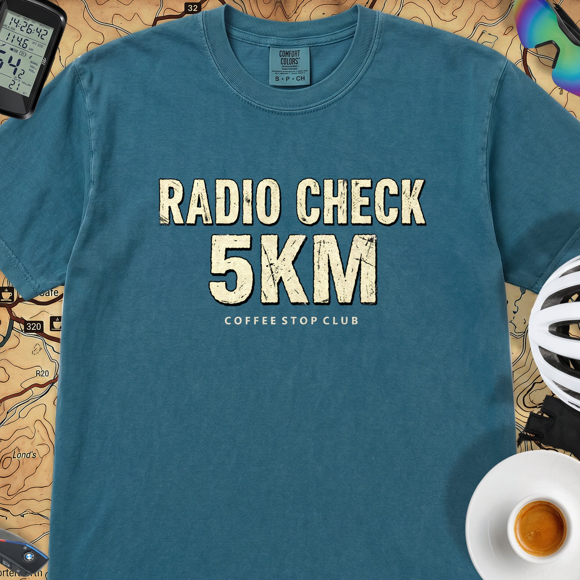 Radio Check 5Km Tour T‑Shirt — Topaz Blue