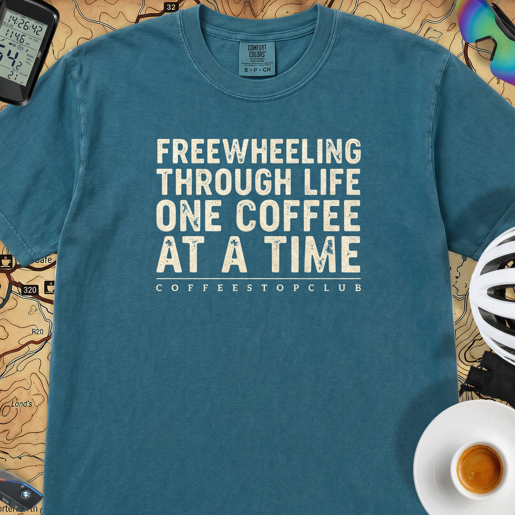 Freewheeling Life T‑Shirt — Topaz Blue