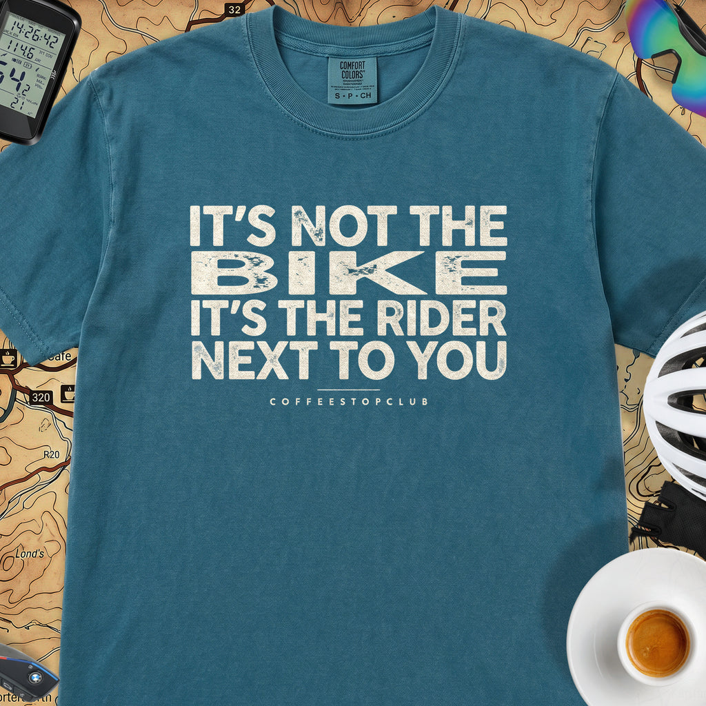 It's Not The Bike T‑Shirt — Topaz Blue