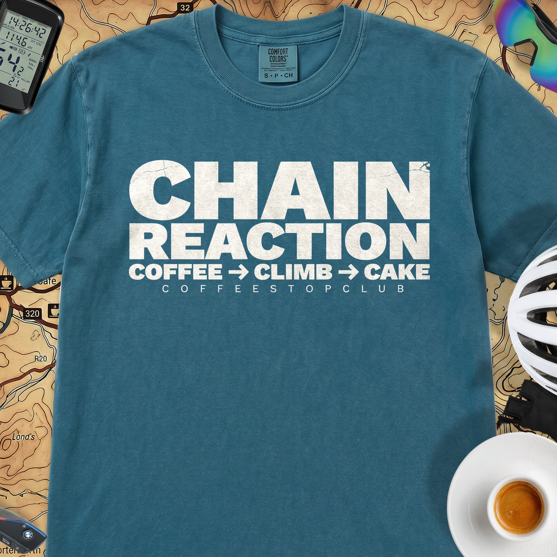 Chain Reaction T‑Shirt — Topaz Blue