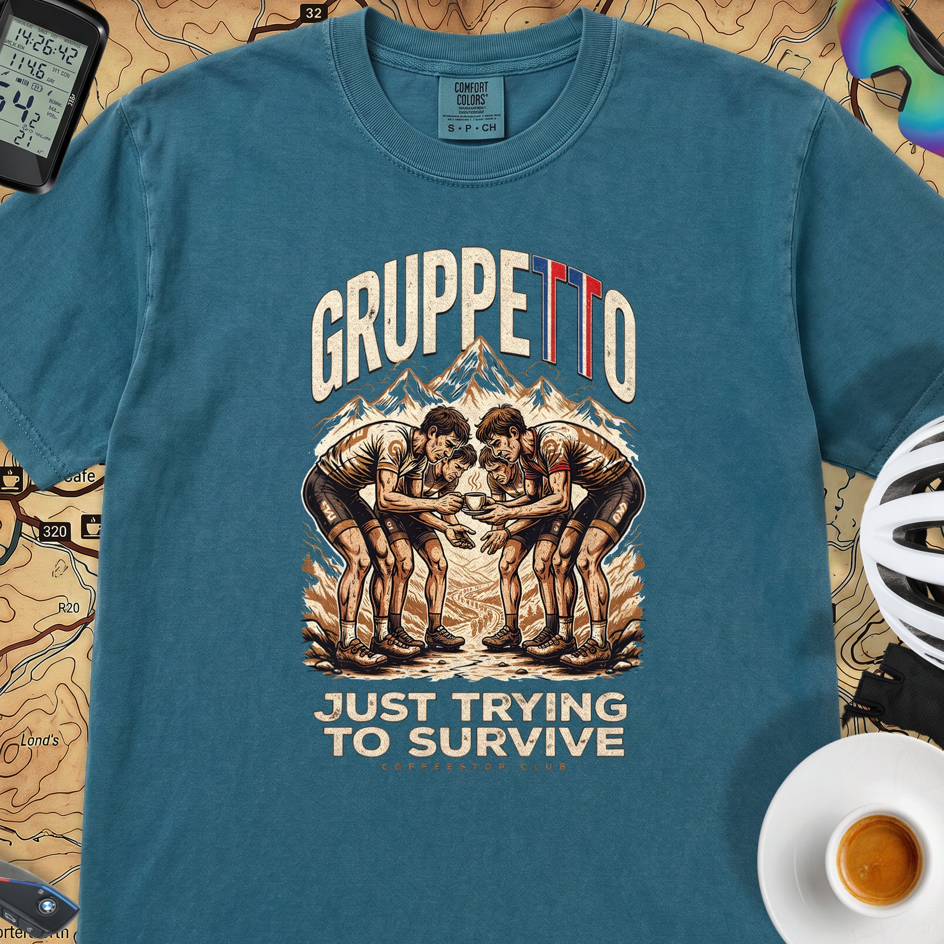 Gruppetto TdF Cycling T-Shirt — Topaz Blue