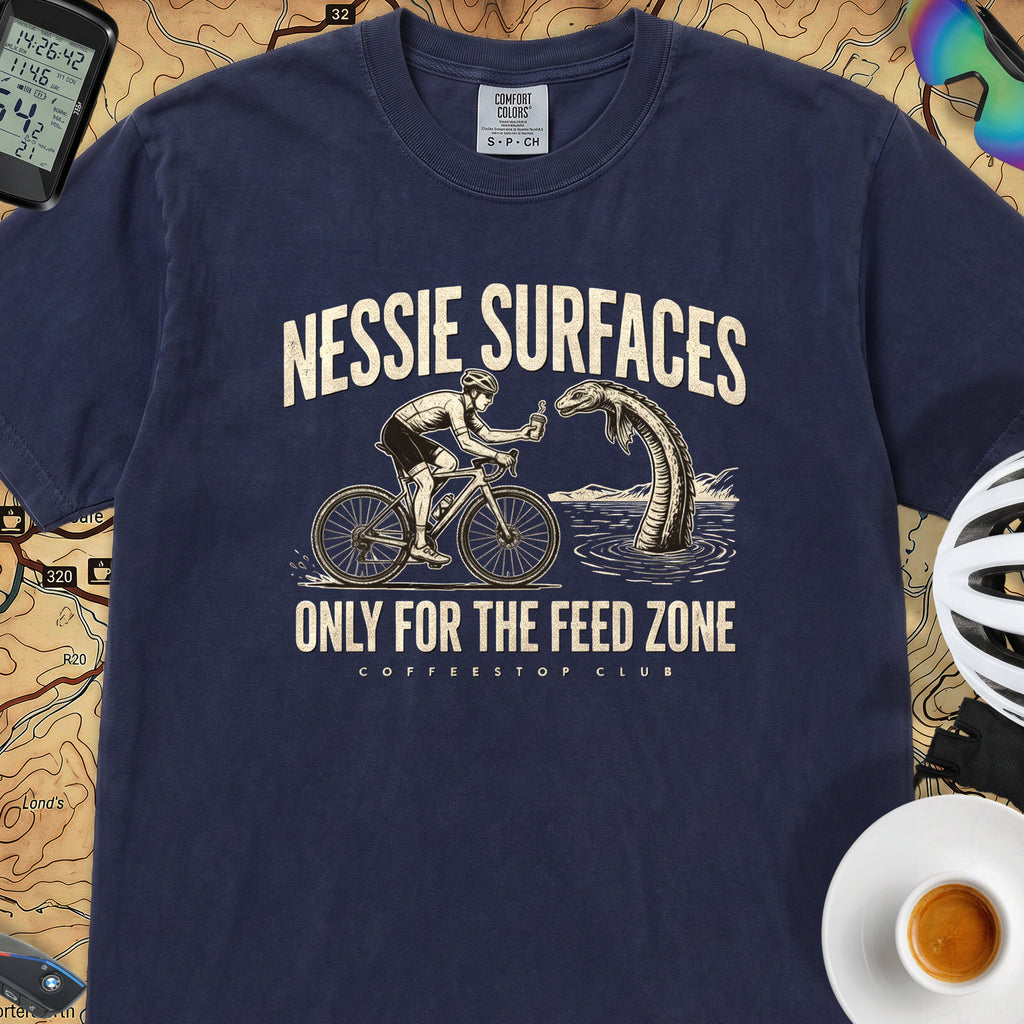 Nessie Surfaces Cycling T-Shirt — True Navy