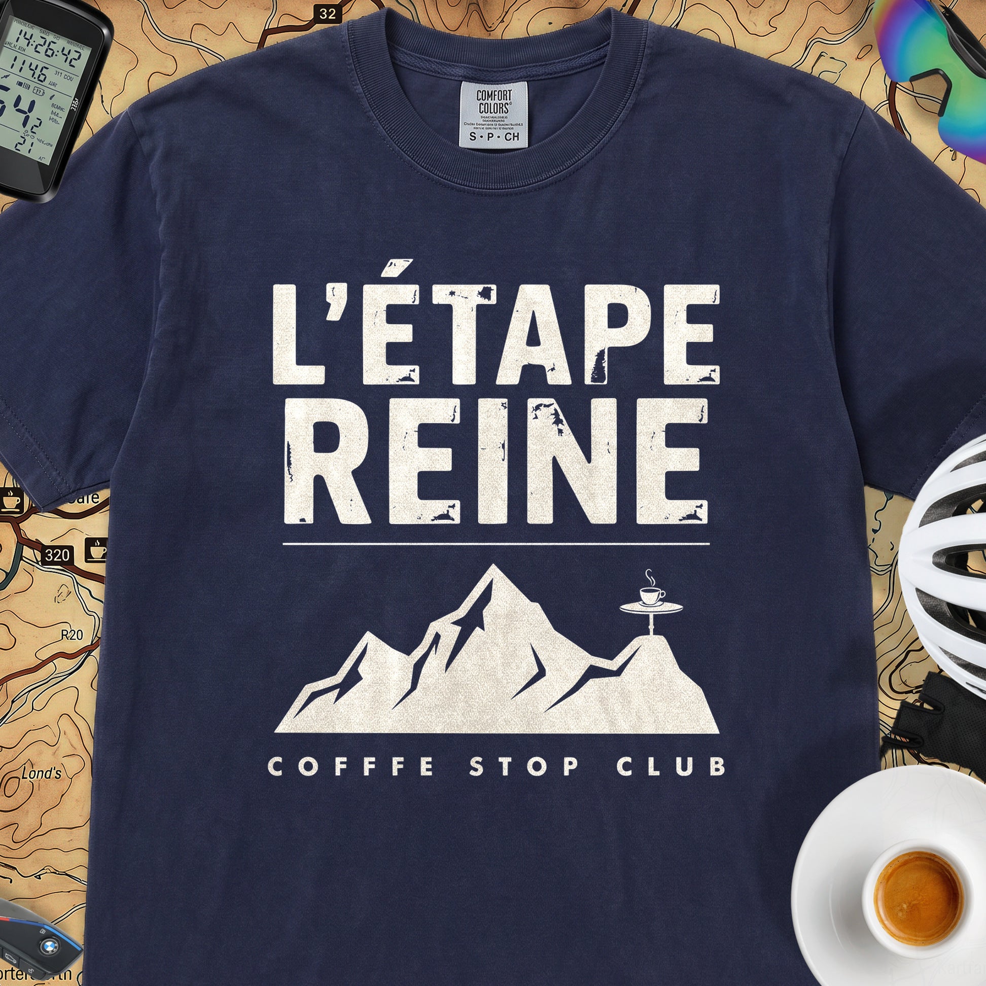 Etape Reine TdF Cyclist T-Shirt — True Navy