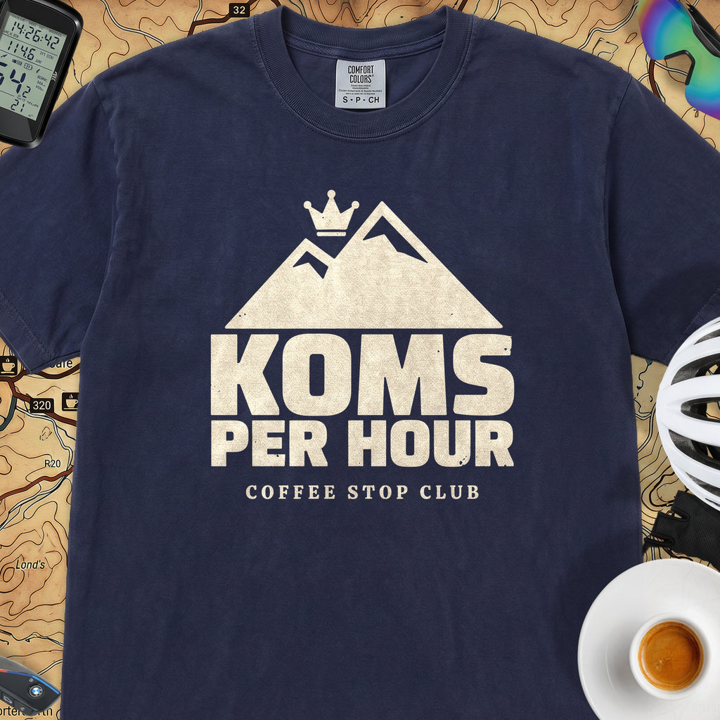 KOMs Per Hour TdF T-Shirt — True Navy