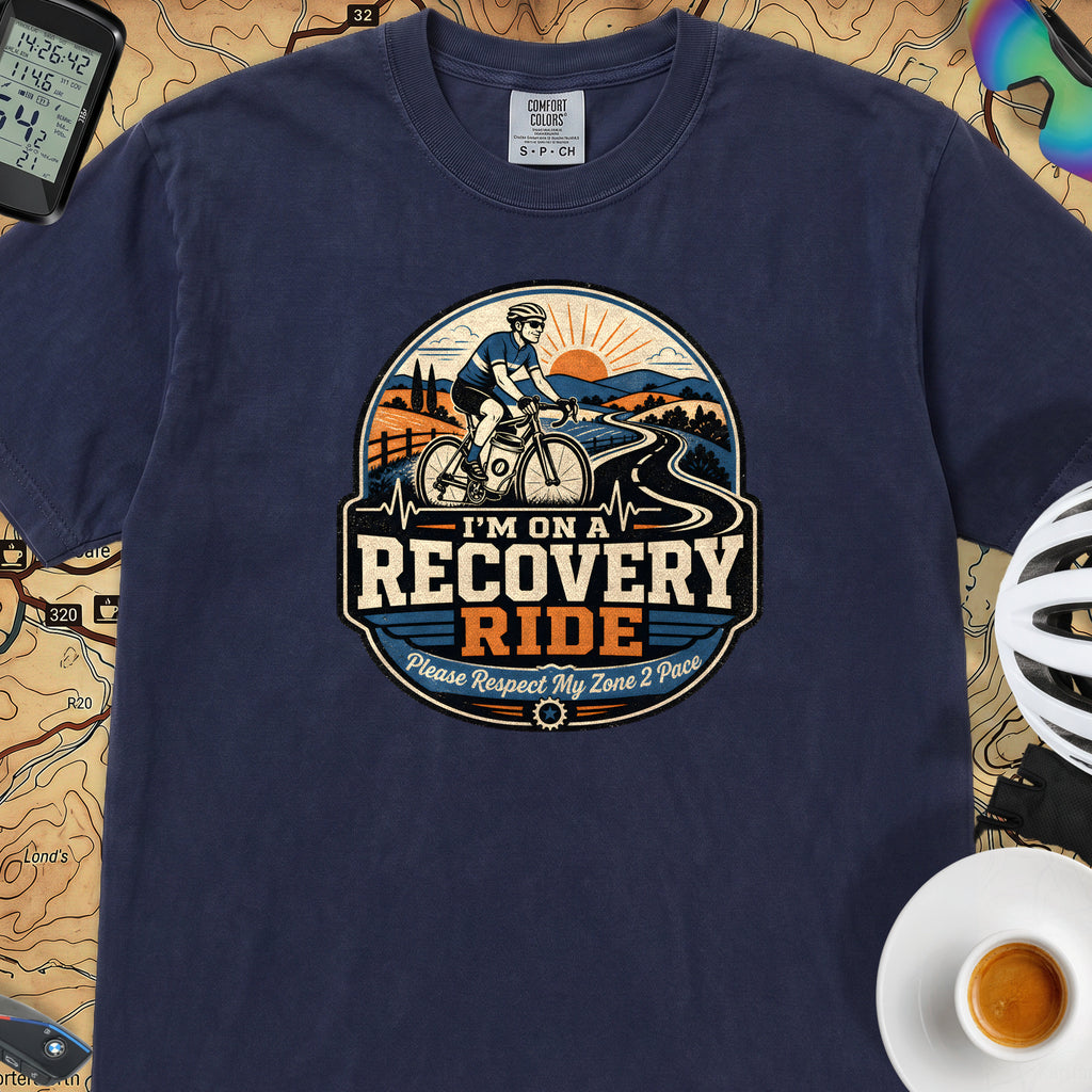 I'm On A Recovery Ride Comfort Colors T-Shirt — True Navy