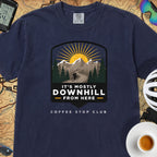 It's Mostly Downhill From Here Cycling T-Shirt — True Navy