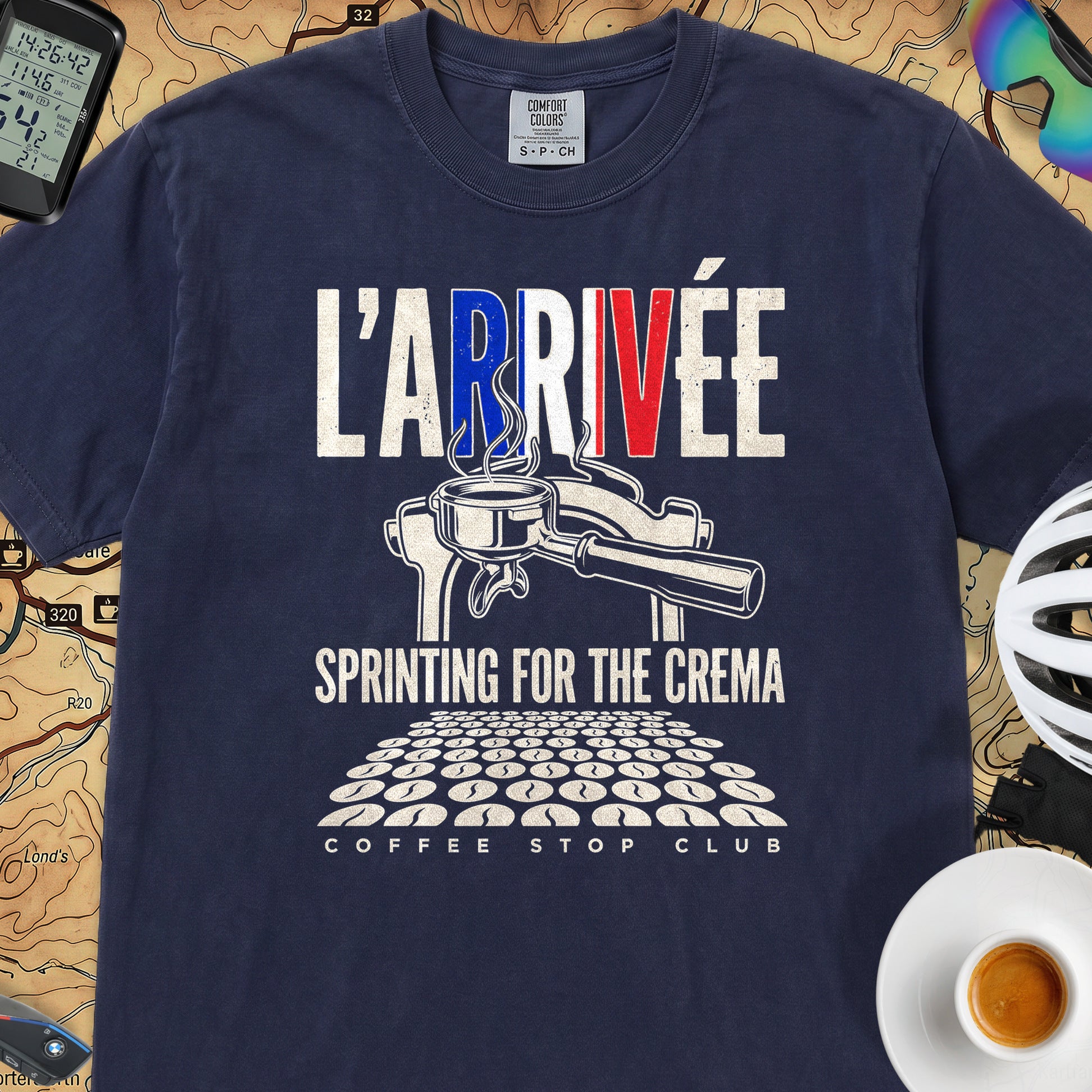 L'Arrivée TdF Cycling T-Shirt — True Navy