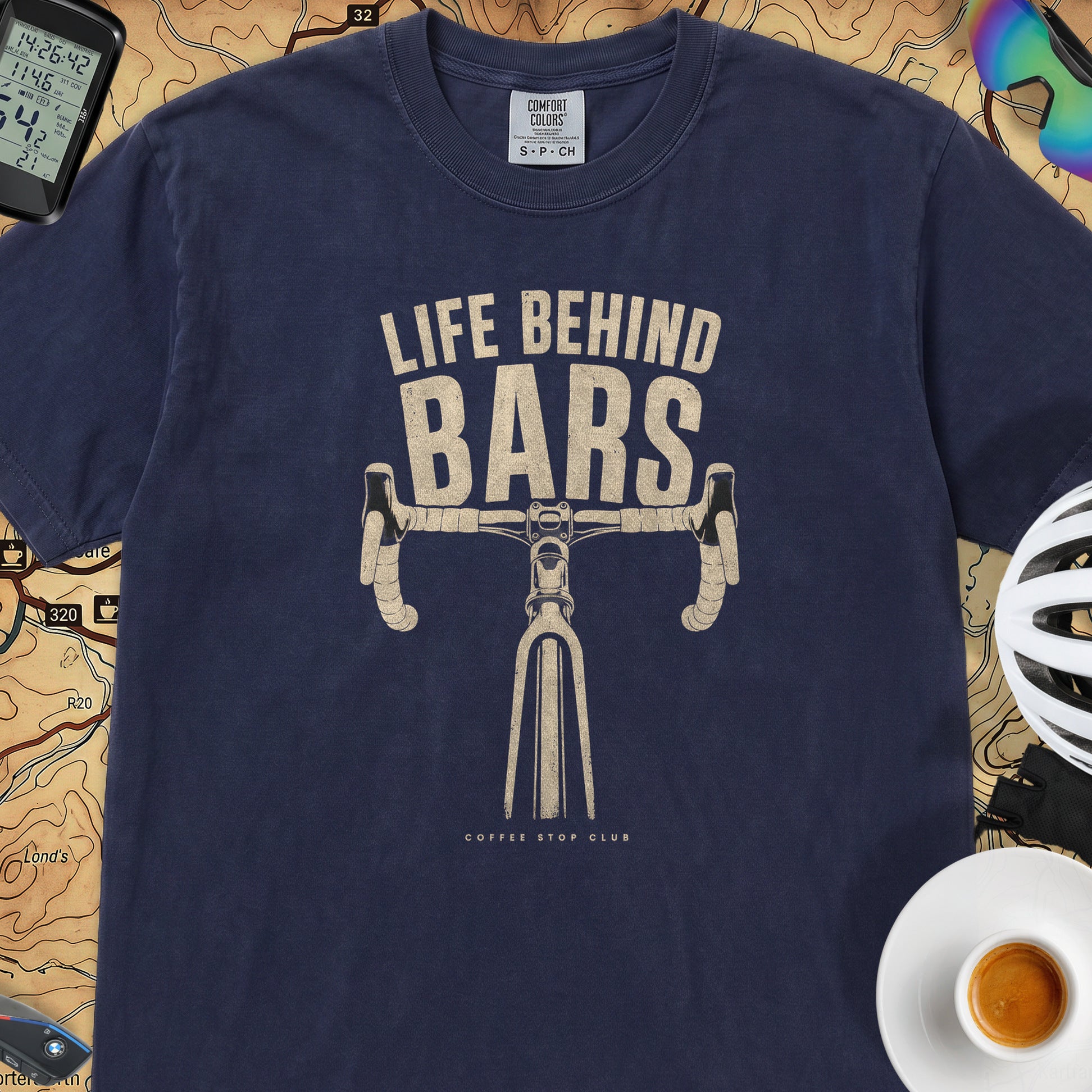 "Life Behind Bars" Cycling T-Shirt — True Navy