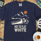 Not So Flat White Retro T-Shirt — True Navy