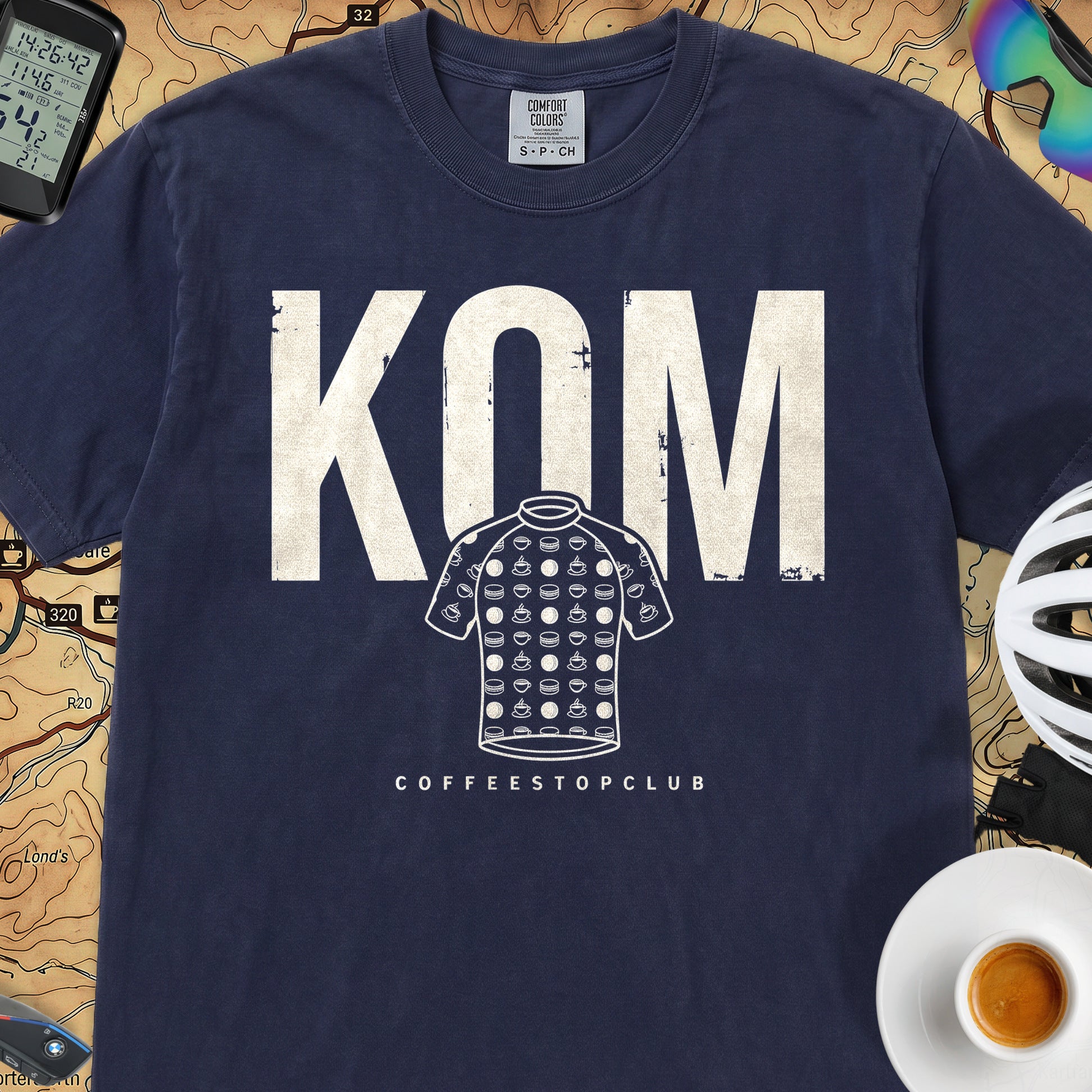 KOM Cake Stop Cycling T-Shirt — True Navy