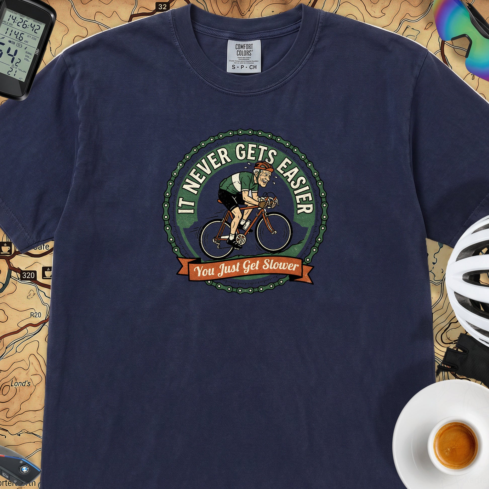 Never Gets Easier T-Shirt — True Navy