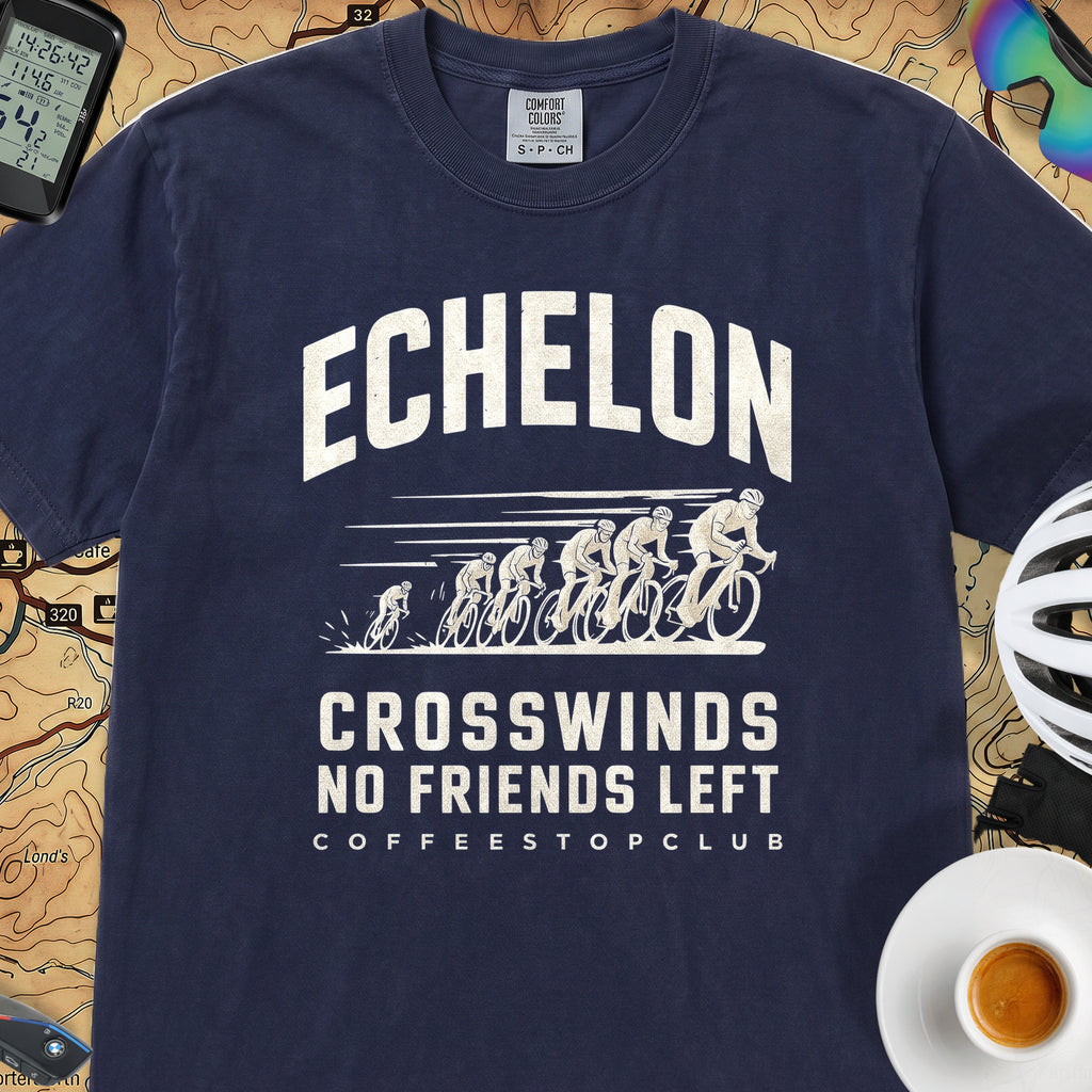Crosswinds & No Friends Cycling T-Shirt — True Navy
