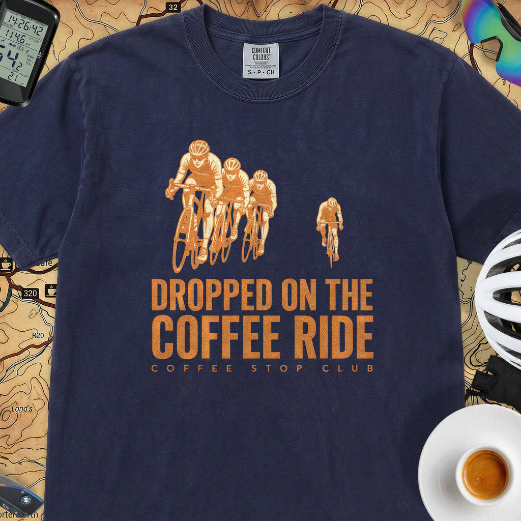 Dropped on the Coffee Ride Cycling T-Shirt — True Navy