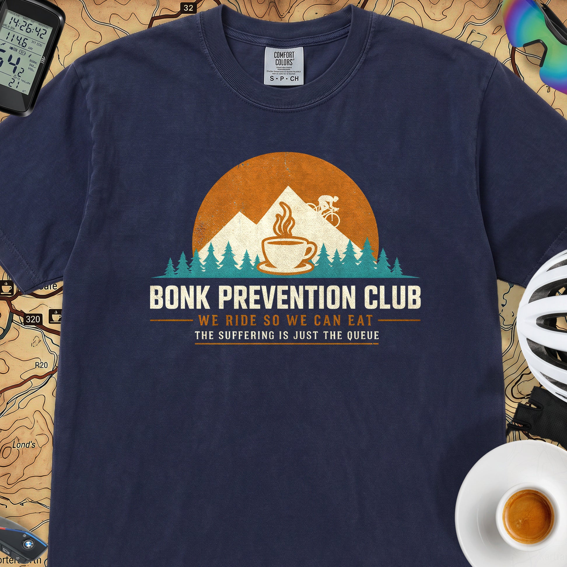 Bonk Prevention Cycling T-Shirt — True Navy