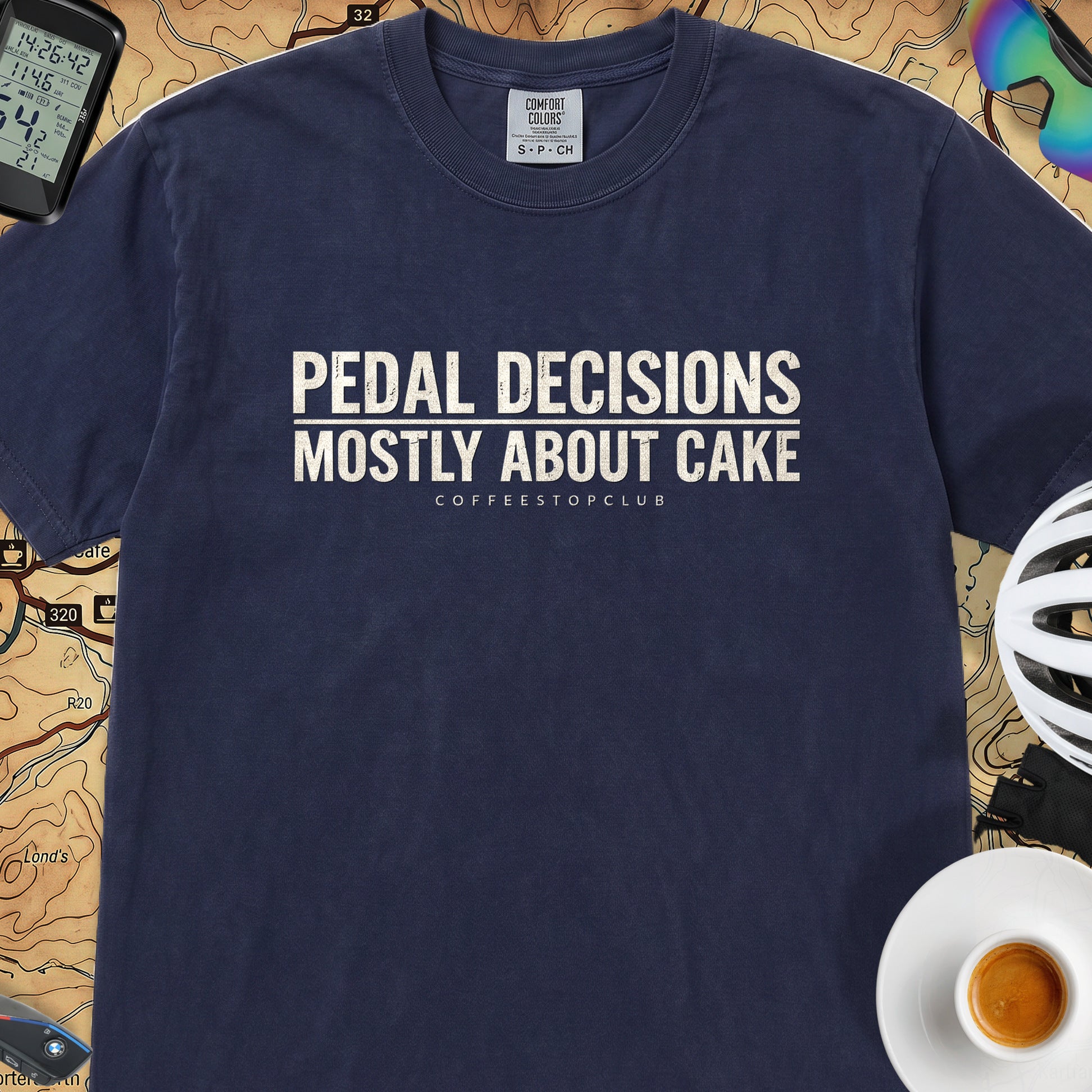 Pedal Decisicions Cycling T-Shirt — True Navy