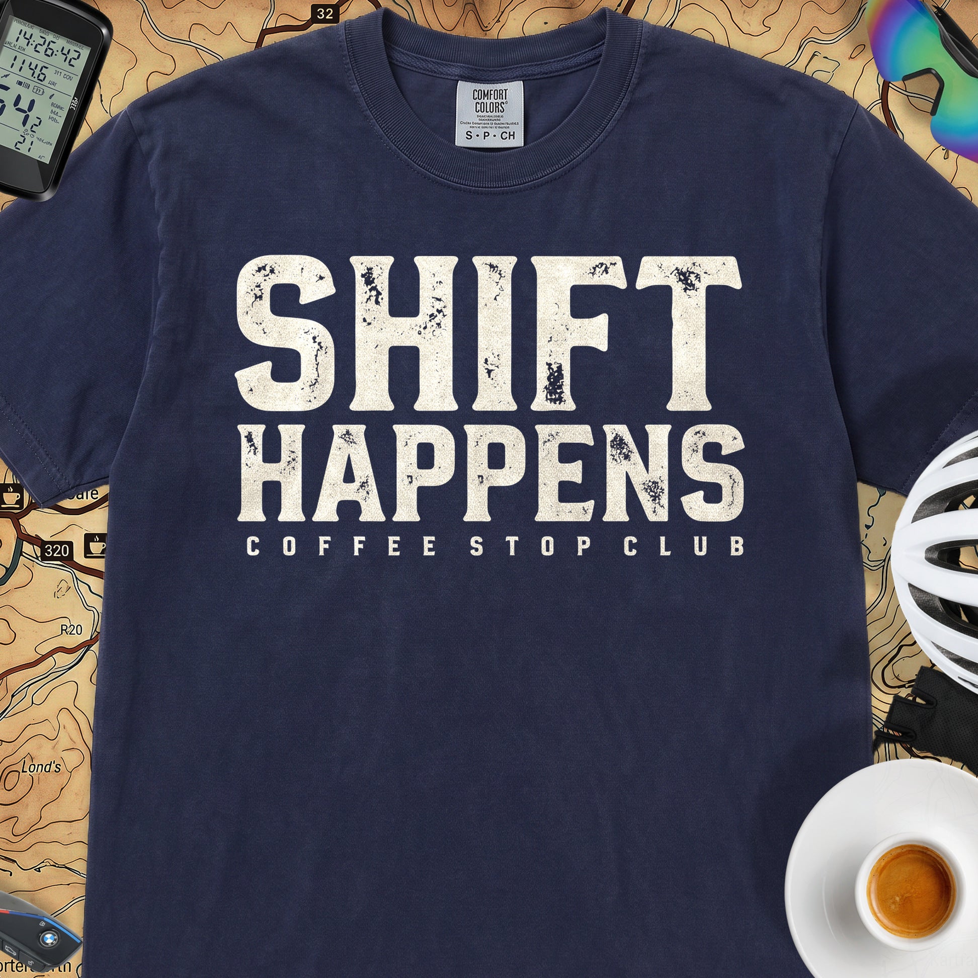 Shift Happens Cycling T-Shirt — True Navy