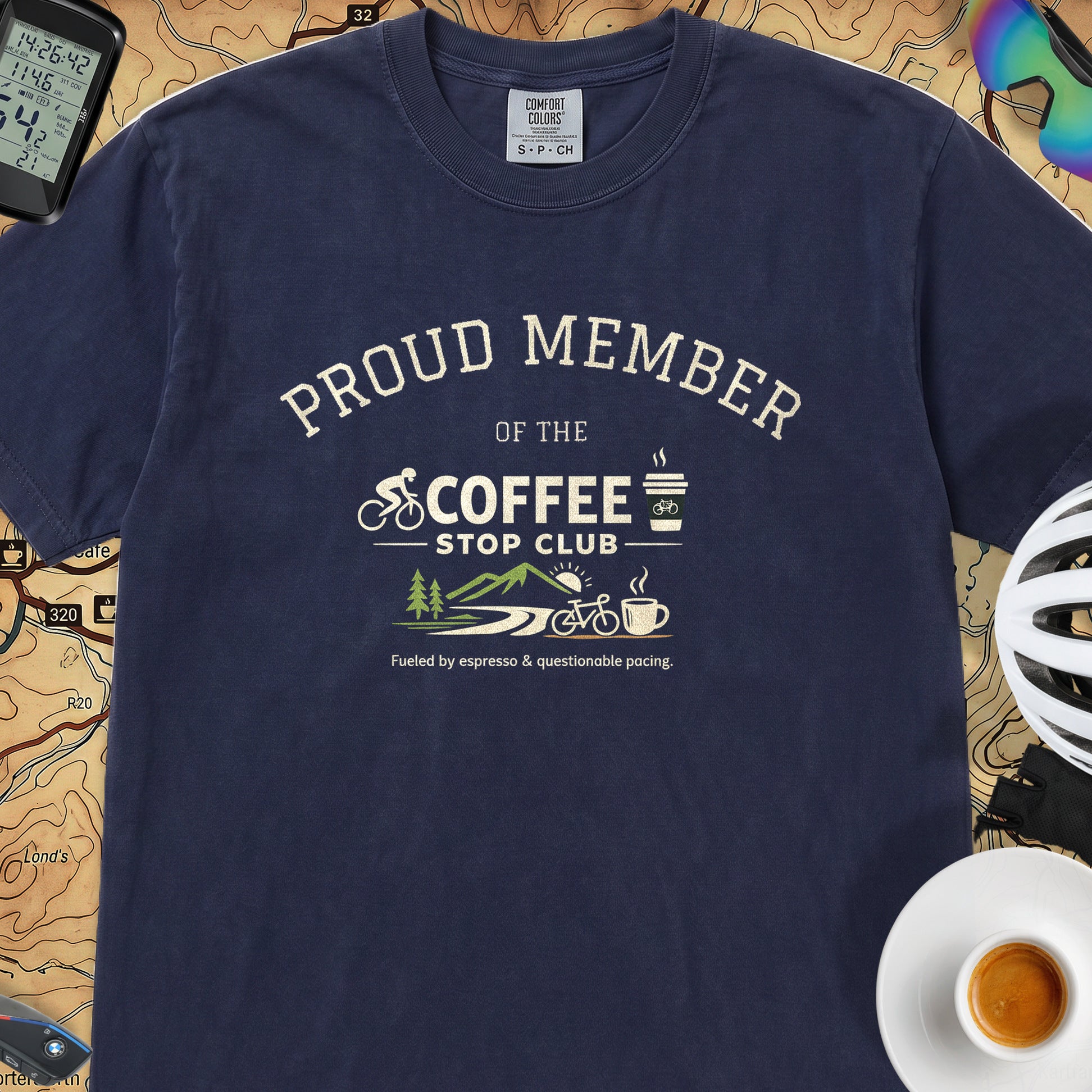  Proud Member Coffee Stop Club T-Shirt — True Navy