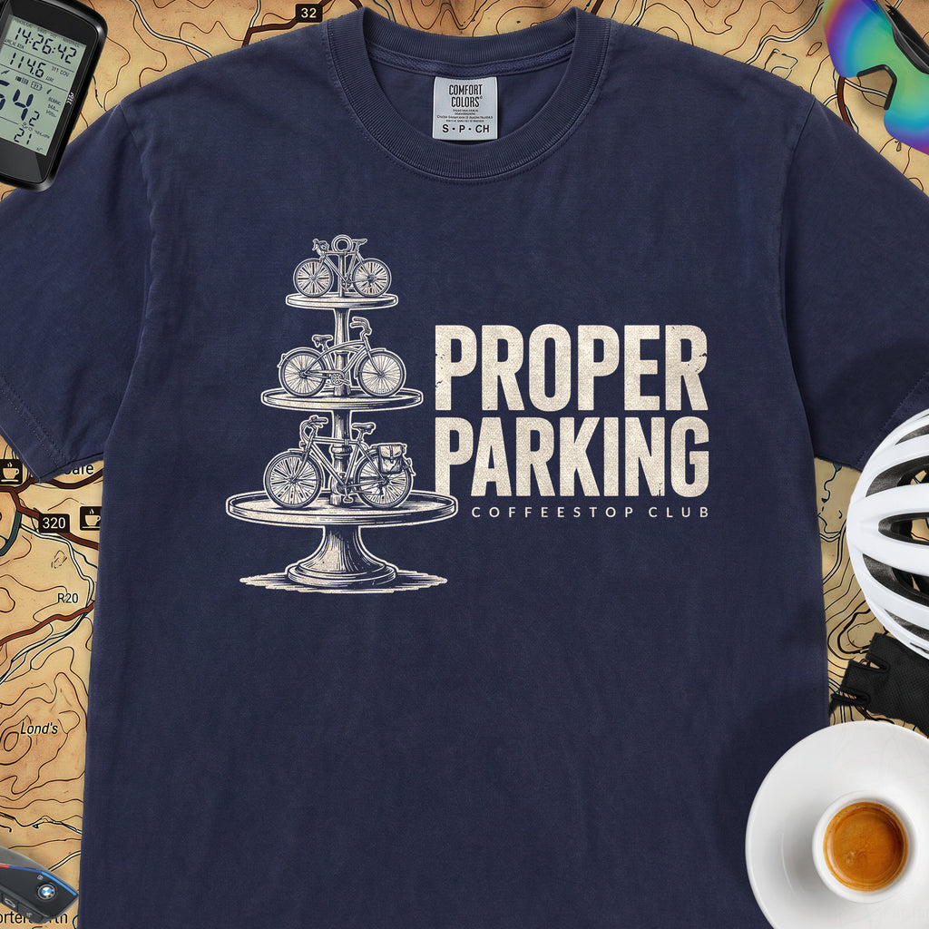Proper Parking Cycling T-Shirt — True Navy