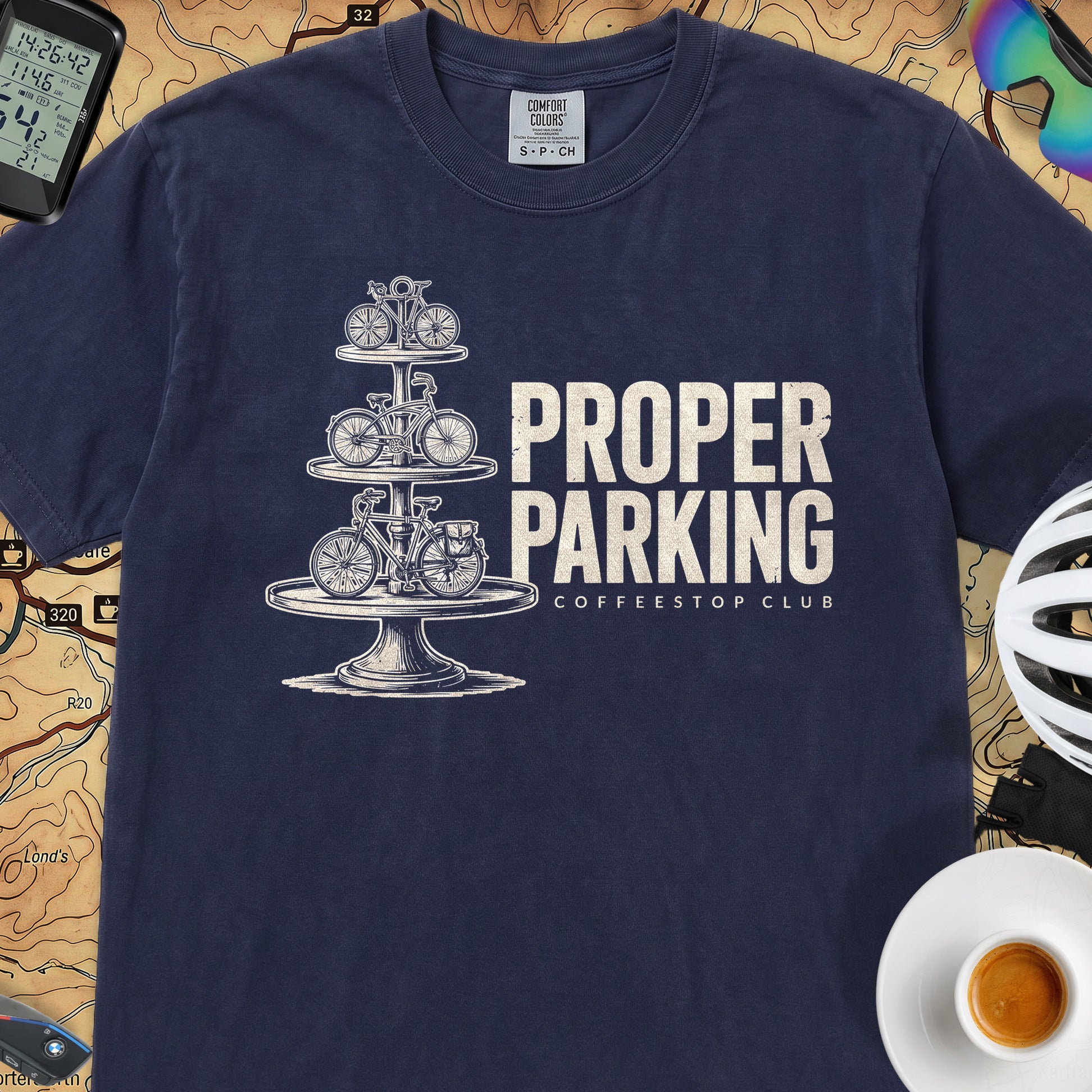 Proper Parking Cycling T-Shirt — True Navy