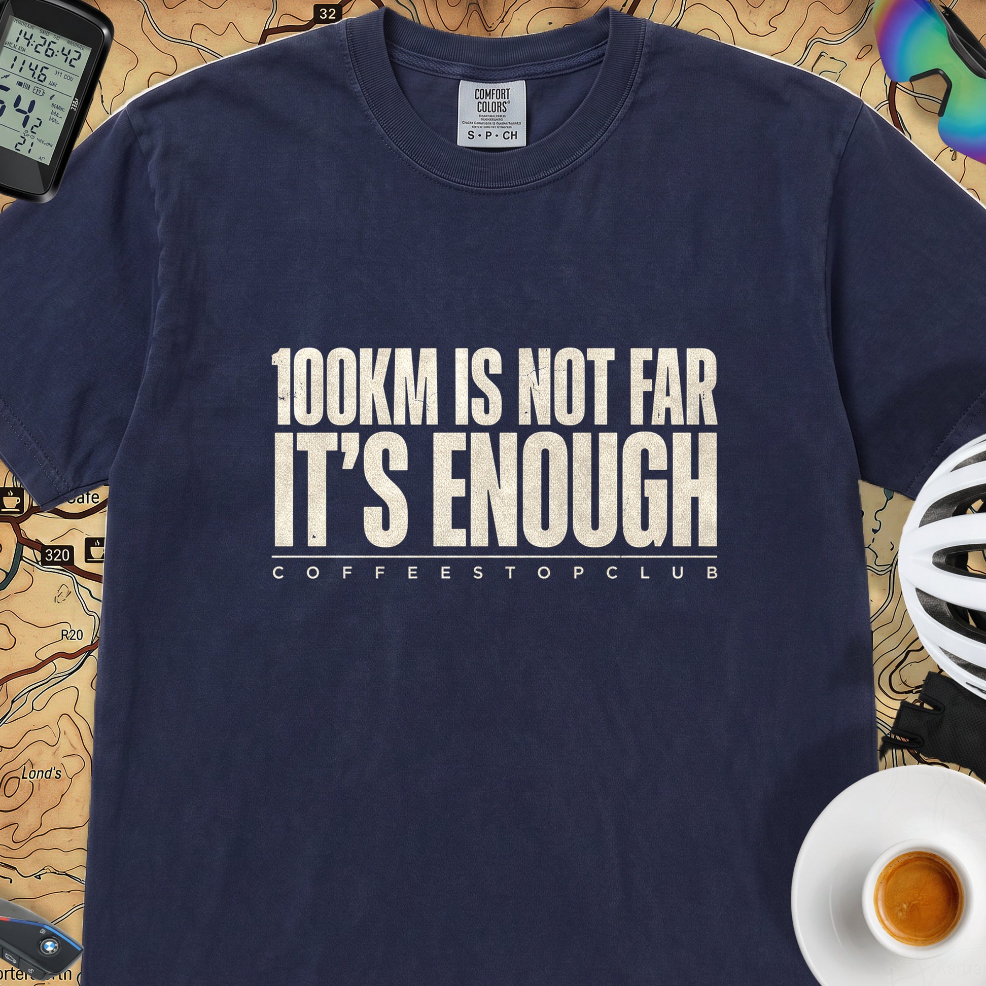 100Km is Not Far T‑Shirt — True Navy