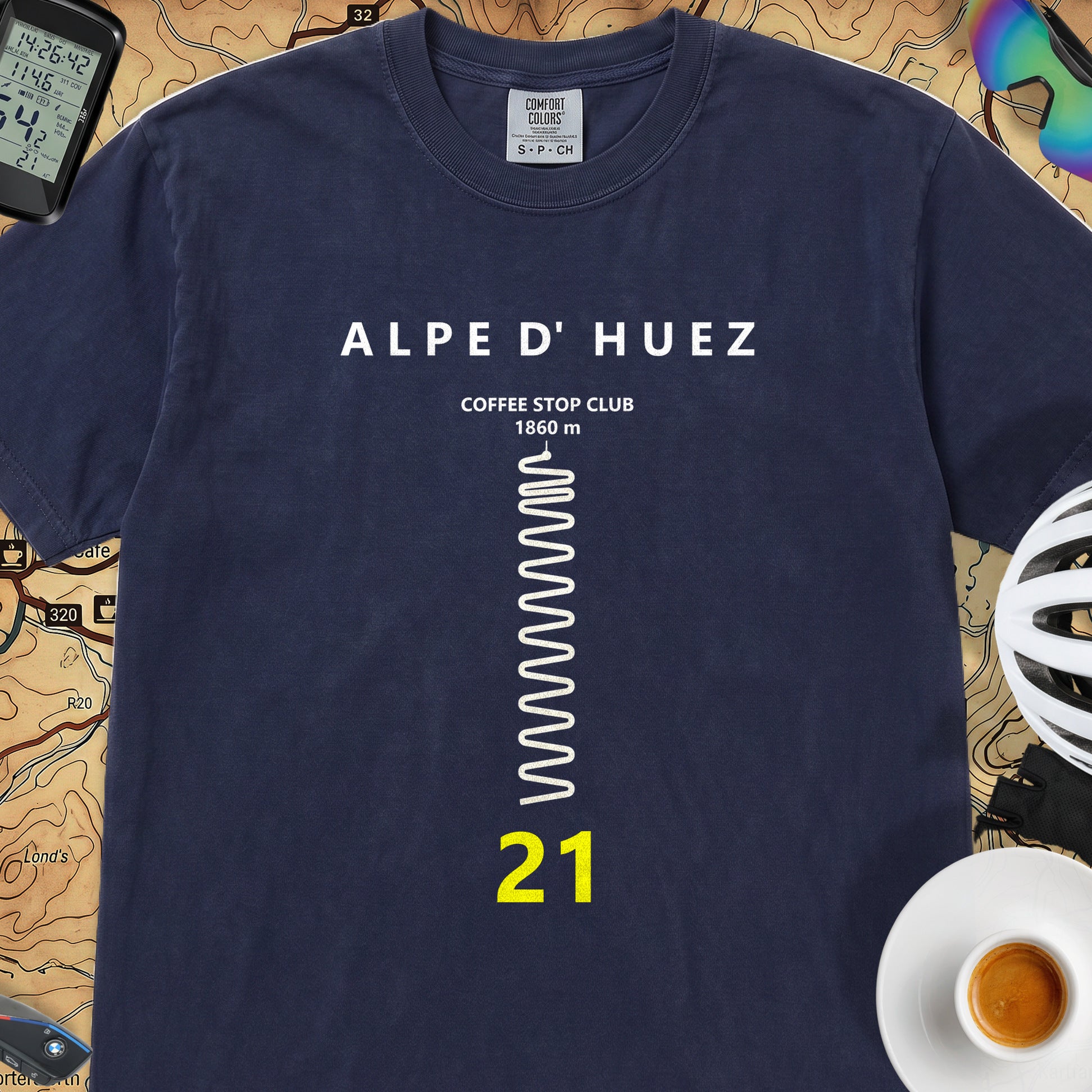 Alpe d'Huez Hairpin T-Shirt — True Navy