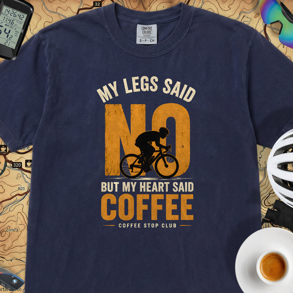 "No!" Cycling Coffee T‑Shirt  — True Navy