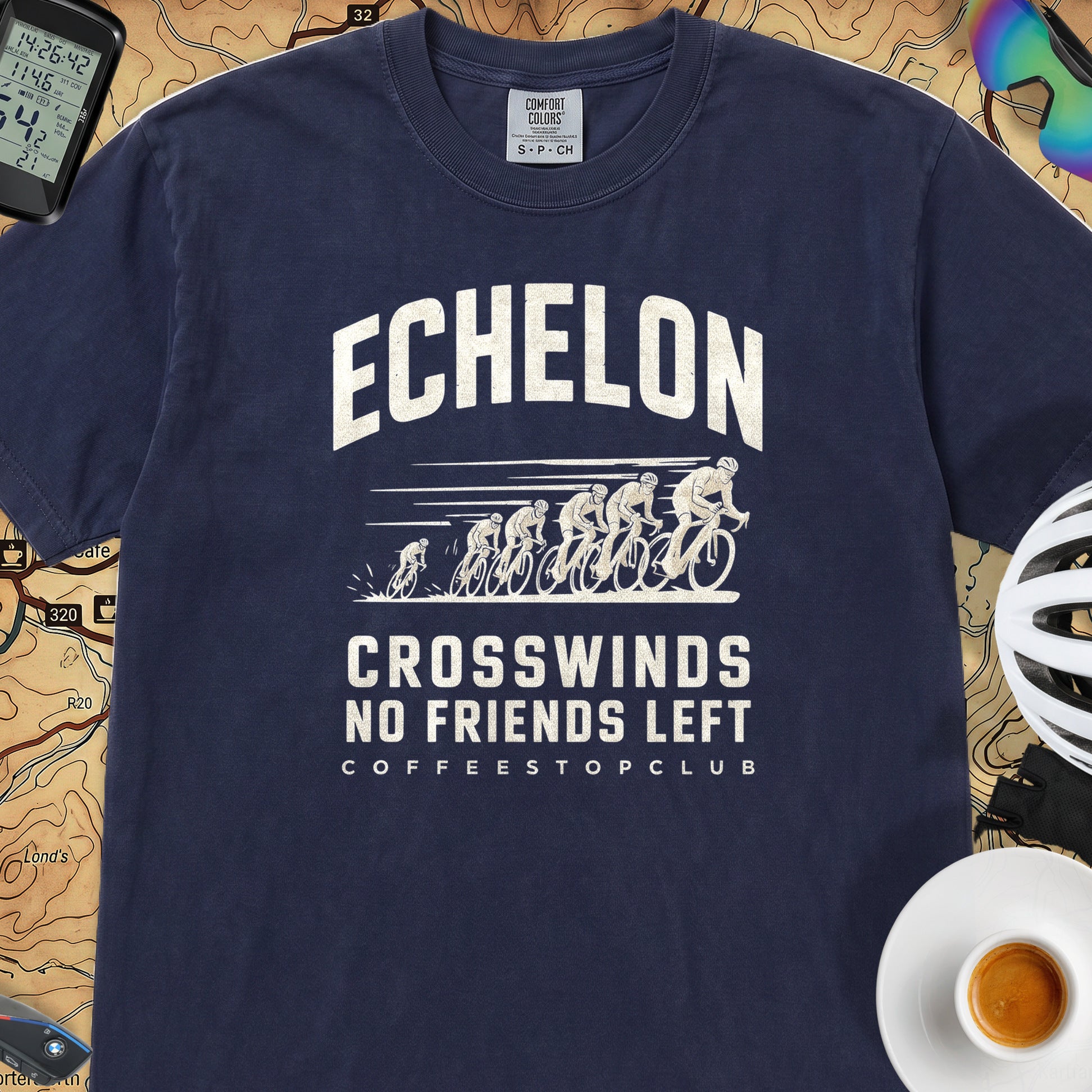 Headwinds & No Friends Cycling T-Shirt — True Navy